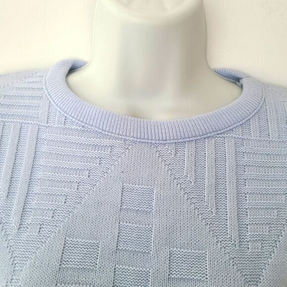 Vintage Short Sleeve Blue Knit Sweater L - Picture 5 of 9